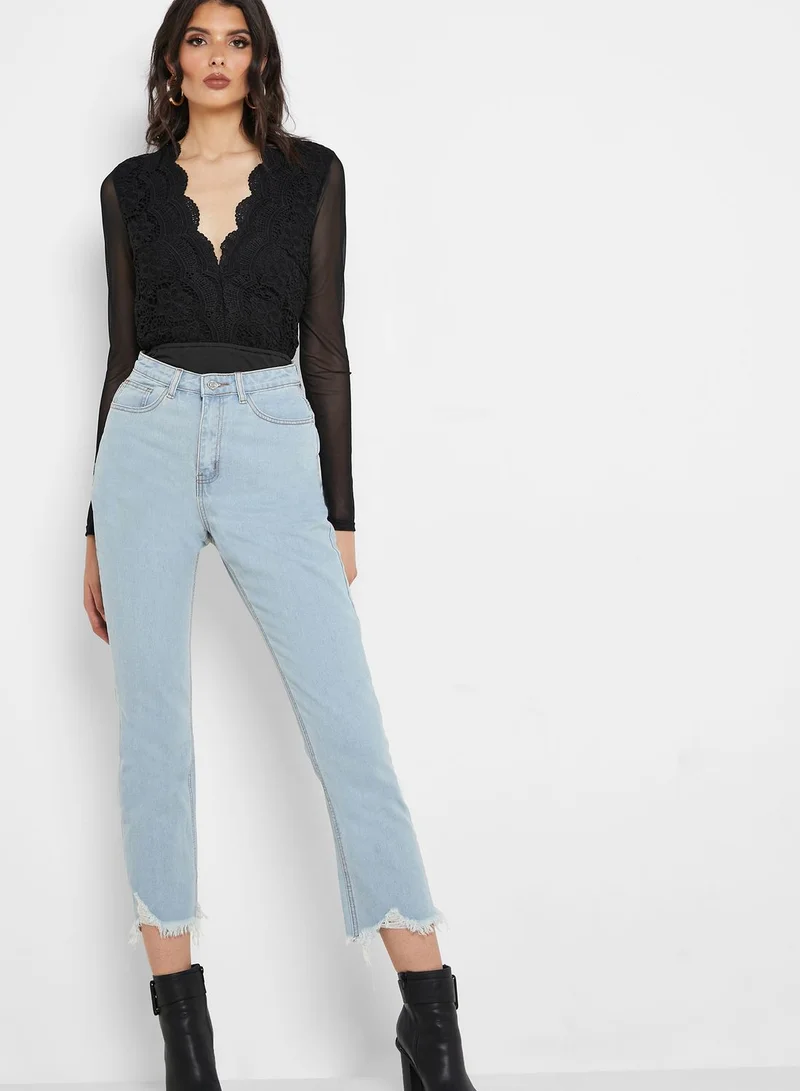 Missguided Tall High Waist Ripped Jeans