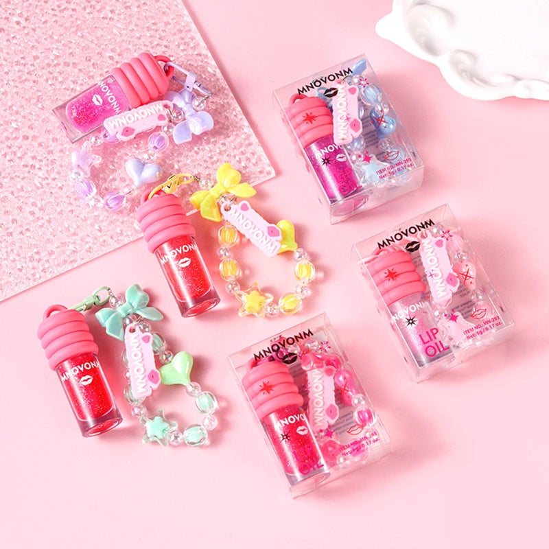 Mrettick Keychain Lip Glosses Set, Girls Party Favor Including 3Pcs Assorted Flavors Moisturizing Shimmer Lip Glosses - Image 4