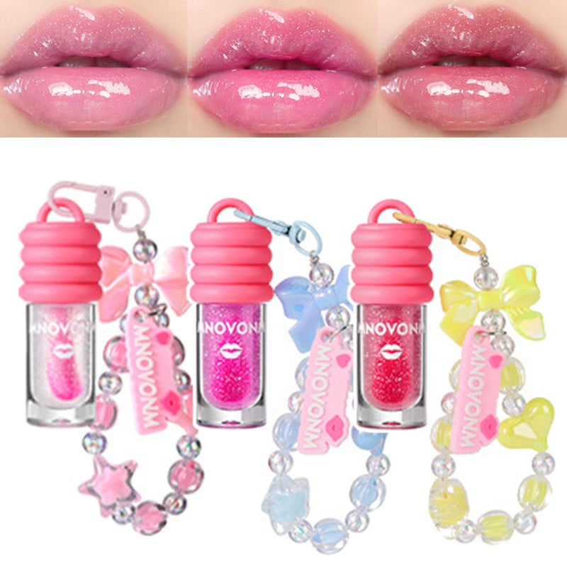 Mrettick Keychain Lip Glosses Set, Girls Party Favor Including 3Pcs Assorted Flavors Moisturizing Shimmer Lip Glosses - Image 1
