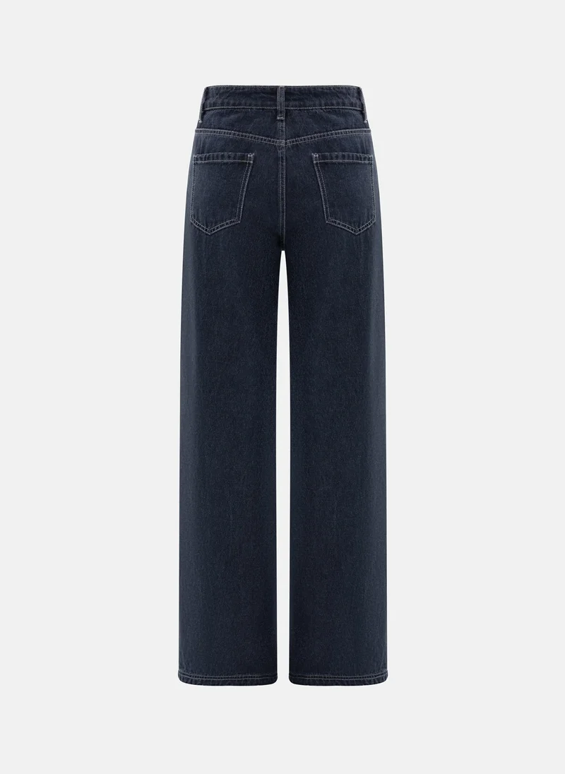 Lichi  Loose jeans with contrast stitching for Women | Best Price UAE