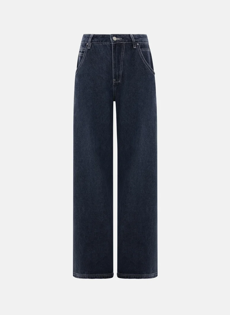 Lichi  Loose jeans with contrast stitching for Women | Best Price UAE