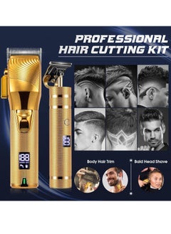 General Hair Clippers for Men, Professional Hair Trimmer Barber Set Cordless Beard Trimmer Haircut Grooming Kit Gift for Men/Women/Kids/Pet (Gold)  - Image 2