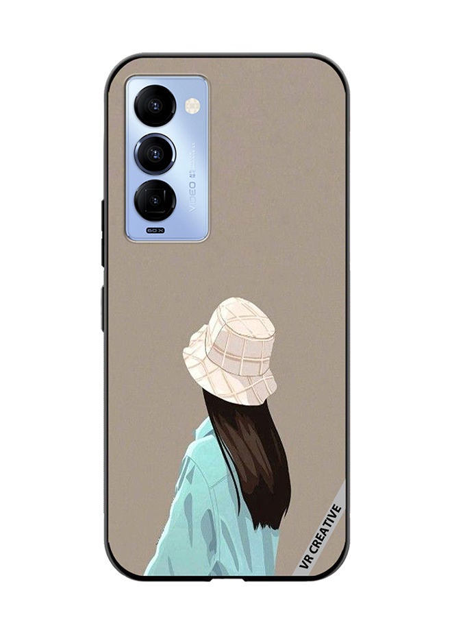 Protective Case Cover For Tecno Camon 18/18 P Brown Hat Girl Design Multicolour