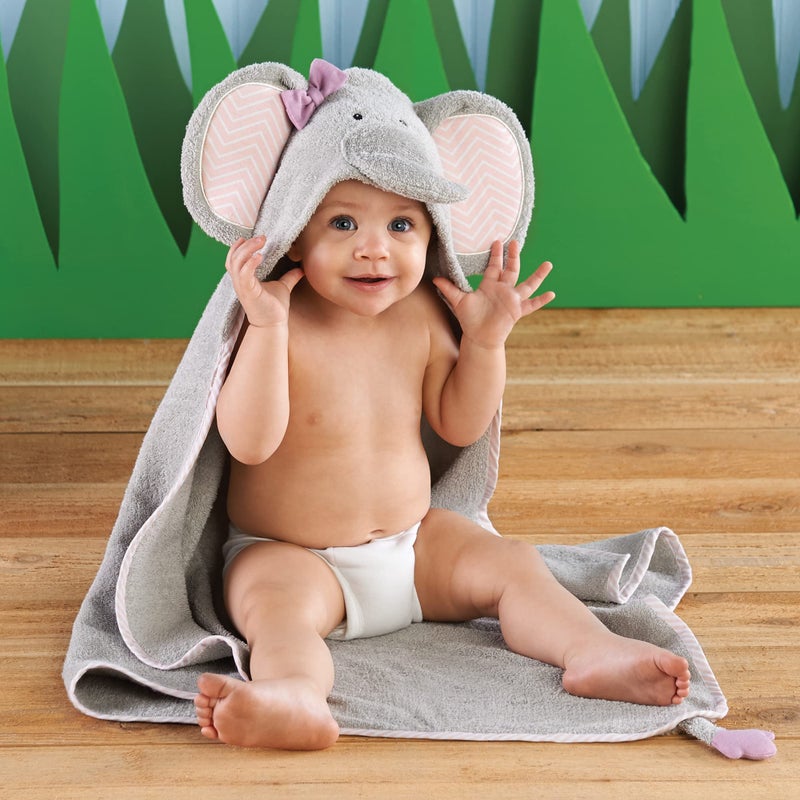 Baby Aspen "Splish Splash Elephant Bath Hooded Towel/Baby Robe, 0-9 Months - Image 3