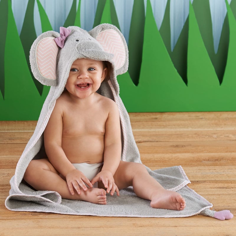 Baby Aspen "Splish Splash Elephant Bath Hooded Towel/Baby Robe, 0-9 Months - Image 2