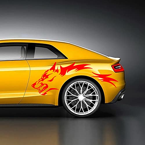 JSCARLIFE Wolf Graphics Car Body Stickers Decals 1 Set 51.1" x 19.69", Car Body Stickers Vinyl Self-Adhesive Side Strip Decal Cool Stickers for Jeep Truck SUV (Red) - Image 5