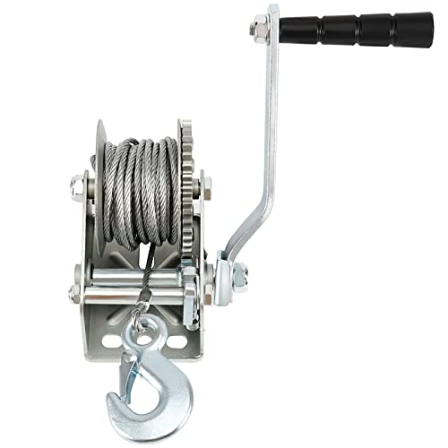 JOIKIT 600lbs 26.2 Feet Heavy Duty Hand Winch, Hand Crank Winch with 8m Steel Cable, Crank Gear Winch Boat Winch Two-Way Manual Ratchet Winches for ATV Boat Trailer Marine, Silver - Image 5