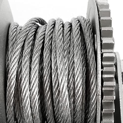 JOIKIT 600lbs 26.2 Feet Heavy Duty Hand Winch, Hand Crank Winch with 8m Steel Cable, Crank Gear Winch Boat Winch Two-Way Manual Ratchet Winches for ATV Boat Trailer Marine, Silver - Image 3