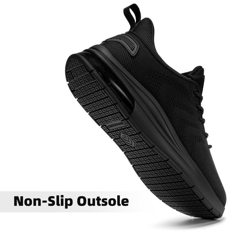 LARNMERN Men's Non Slip Work Shoes Waterproof Casual Walking Chef Kitchen Working Footwear Lightweight Breathable Snakers,Black 8.5 - Image 4