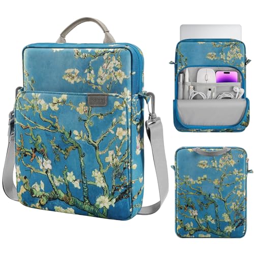 MoKo 15 Inch Laptop Sleeve Bag Fits New Mac Air 15" M5 2026, Mac Pro 14" M5/M5 Pro/M5 Max 2026, Galaxy Tab S9 Utra 14.6" 2023, Handle Carrying Case with Shoulder Strap, Apricot Flower - Image 1