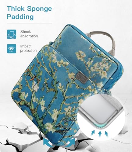 MoKo 15 Inch Laptop Sleeve Bag Fits New Mac Air 15" M5 2026, Mac Pro 14" M5/M5 Pro/M5 Max 2026, Galaxy Tab S9 Utra 14.6" 2023, Handle Carrying Case with Shoulder Strap, Apricot Flower - Image 4