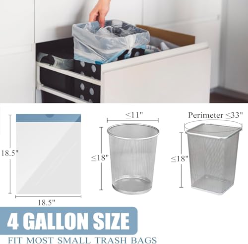 BENEVAL Small Trash Bags 4 Gallon 150 Count Drawstring 4 Gallon Trash Bag TearFree 4 Gal Small Garbage Bags for Office Bedroom Bathroom Trash Bags Unscented White 4 Gal Trash Can Liners - Image 3