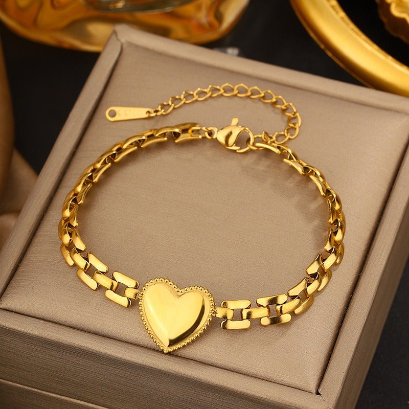 Vital Women's Vintage Titanium Steel Bracelet Set - Heart, Butterfly, Bow & Geometric Designs, Anniversary Gift