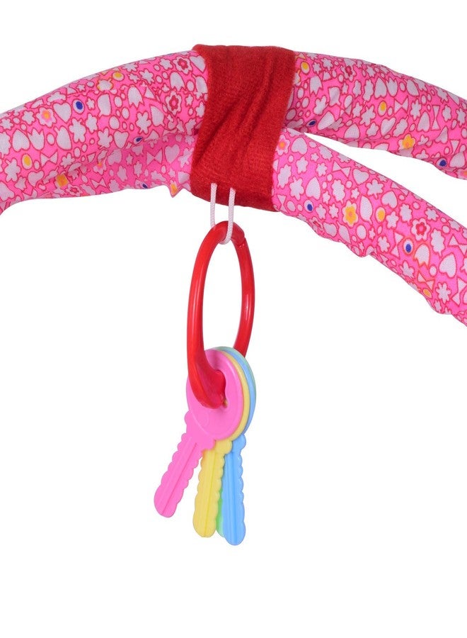 DearJoy Play Gym with Mosquito Net, Baby Play Mat with Hanging Toys, Foldable Micro Cotton Baby Gym Mat, Blue Bunny Print, 65 x 65 x 70 cm (Pink Bunny Print) - Image 5