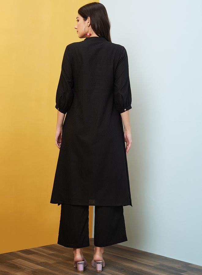 Globus Embroidered Straight Kurta with Trouser Co-Ords - Image 3