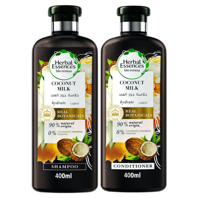 Bio: Renew Natural Shampoo + Conditioner with Coconut Milk for Hair Hydration 400 ml + 400 ml