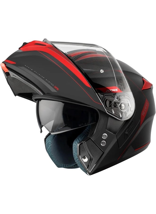 AXXIS AXXIS Modular FU406BSV Storm S SV Genuine B5 Helmet Solar Glasses Red Matte Black T-M  - Image 1