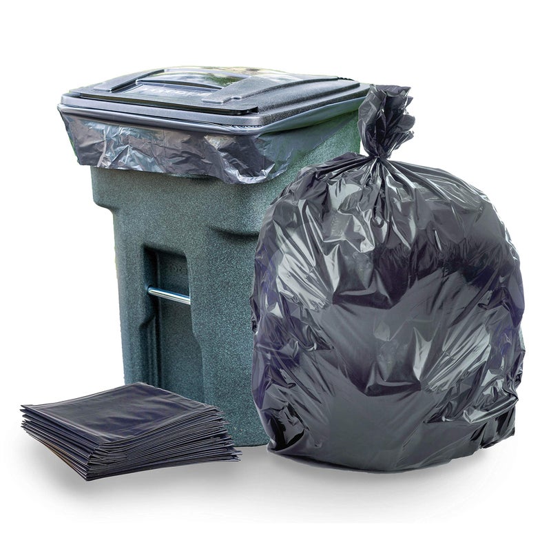 Plasticplace 9596 Gallon Garbage Can Liners 2 Mil Black Heavy Duty Trash Bags 61 x 68 25 Count