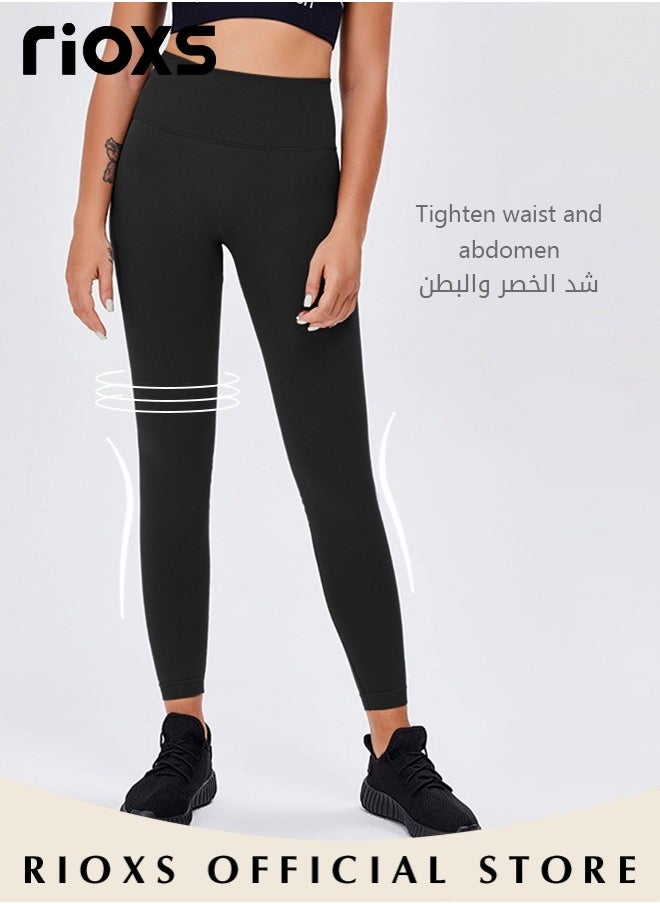 RIOXS Women's High Waist Contour Seamless Workout Sport Leggings Tummy Control Yoga Pants Full-length Running Pants  - Image 4