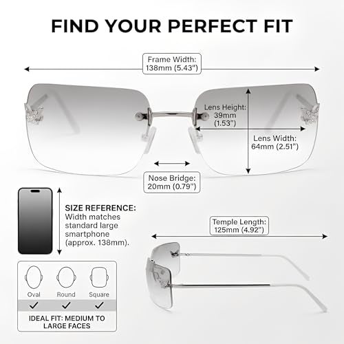 GLARDEFE Y2k Sunglasses for Women - Trendy Rimless 2000s Fashion Sun Glasses Rave Shades(Silver/Silver) - Image 5