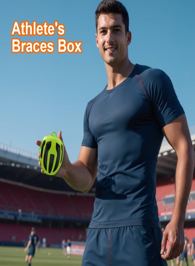 BVN Extra-Large Retainer & Orthodontic Aligner Case with Vent Holes, Universal Storage for Kids Sports Mouthguards & Dental Guards, Green Carbon Fiber Coating with Silicone Lanyard - Image 4