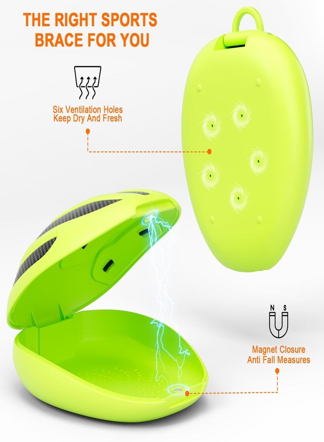 BVN Extra-Large Retainer & Orthodontic Aligner Case with Vent Holes, Universal Storage for Kids Sports Mouthguards & Dental Guards, Green Carbon Fiber Coating with Silicone Lanyard - Image 3