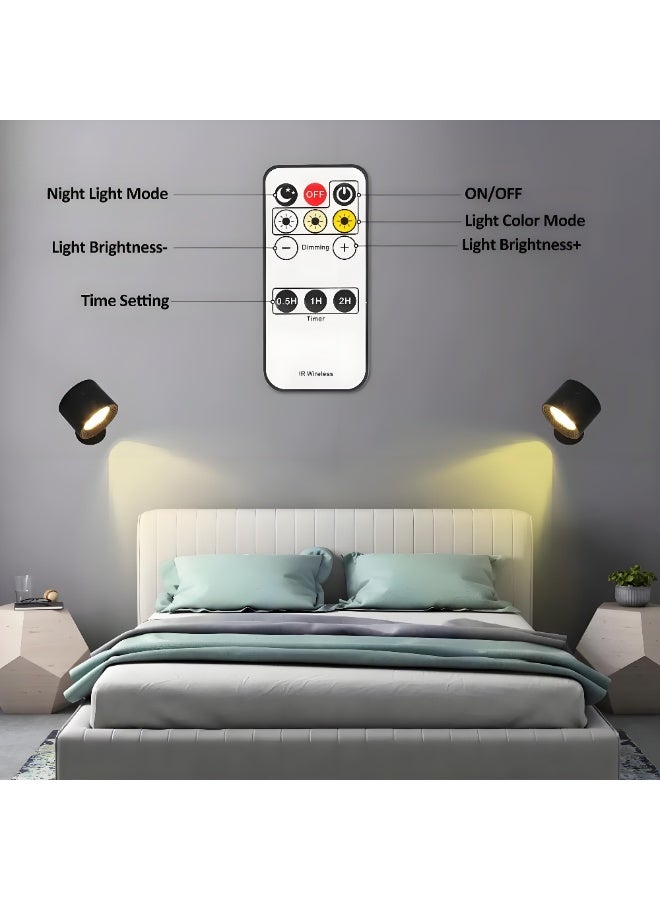 Lee Yon Wall Lights with Remote, Wall Sconce 2000mAh Rechargeable Battery Operated, 3 Color & 3 Dimmable, Led Wall Lamp with a Magnetic Link Base (Black) - Image 3