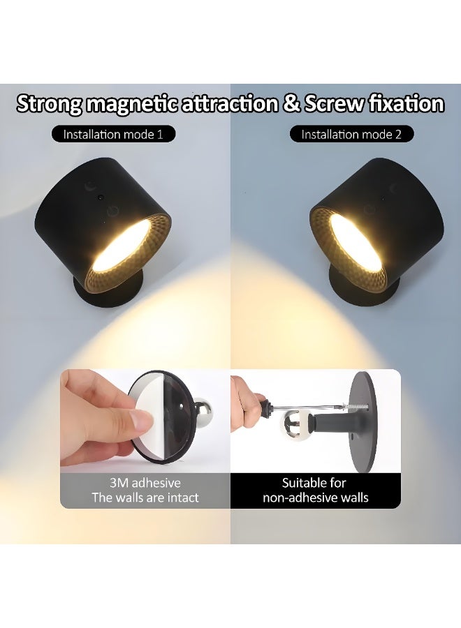 Lee Yon Wall Lights with Remote, Wall Sconce 2000mAh Rechargeable Battery Operated, 3 Color & 3 Dimmable, Led Wall Lamp with a Magnetic Link Base (Black) - Image 4