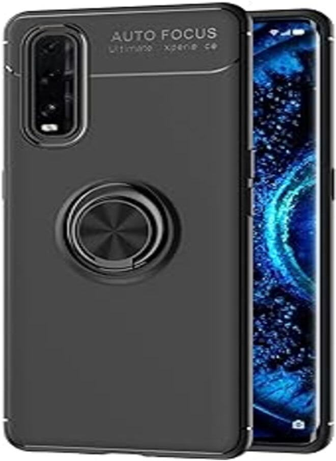 Generic - SORAKA Case for OPPO Find X2 Pro 5G with 360 degree rotation Ring Stand Soft Slim Fit Silicone Case Shockproof Anti-fingerprint Case with Metal Plate for Magnetic Car Phone Holder Black - Image 1