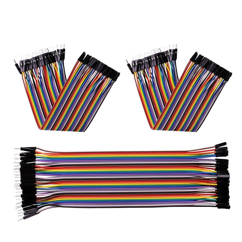 إليجو مجموعة أسلاك دوبونت متعددة الألوان من مكونة من 120 قطعة، 40 دبوسًا ذكر إلى أنثى، 40 دبوسًا ذكر إلى ذكر، 40 دبوسًا أنثى إلى أنثى، مجموعة كابلات شريط توصيل للوحة التجارب متوافقة مع مشاريع Arduino - Image 4
