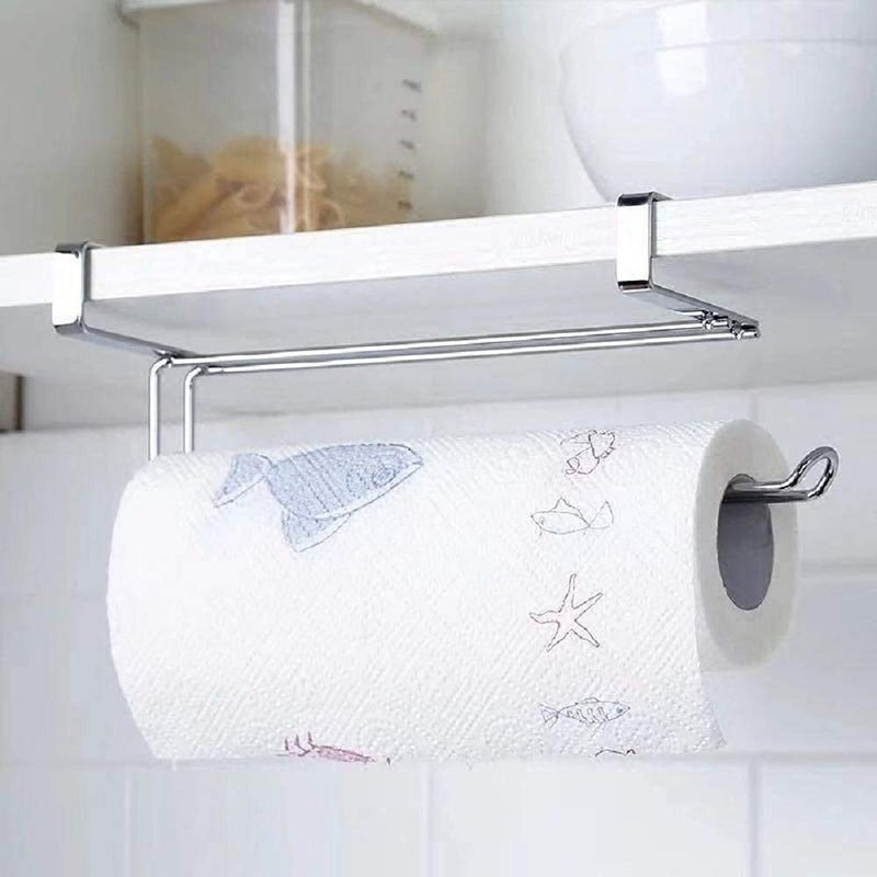 INDIAN DECOR INDIAN DECOR 31715 Stainless Steel Paper Towel Rack Kitchen Towel Rack Bathroom Cabinet Toilet Paper Rack Metal roll Paper Rack Hanging no Holes Required - Chrome  - Image 2