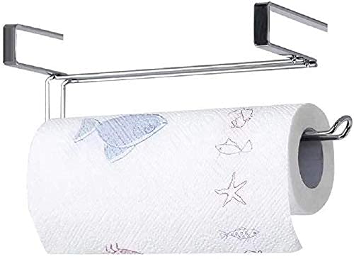 INDIAN DECOR INDIAN DECOR 31715 Stainless Steel Paper Towel Rack Kitchen Towel Rack Bathroom Cabinet Toilet Paper Rack Metal roll Paper Rack Hanging no Holes Required - Chrome  - Image 1