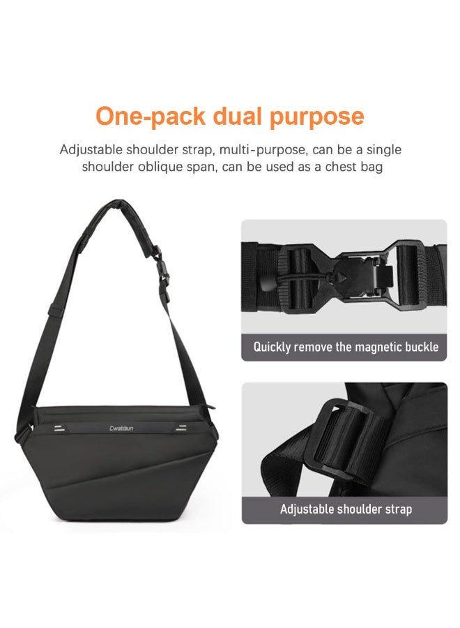 Cwatcun Casual Camera Bag Waterproof Camera Sling Bag 6L Large Capacity Photography Shoulder Bag with Detachable Divider Replacement for Sony Nikon Mirrorless Cameras - Image 4