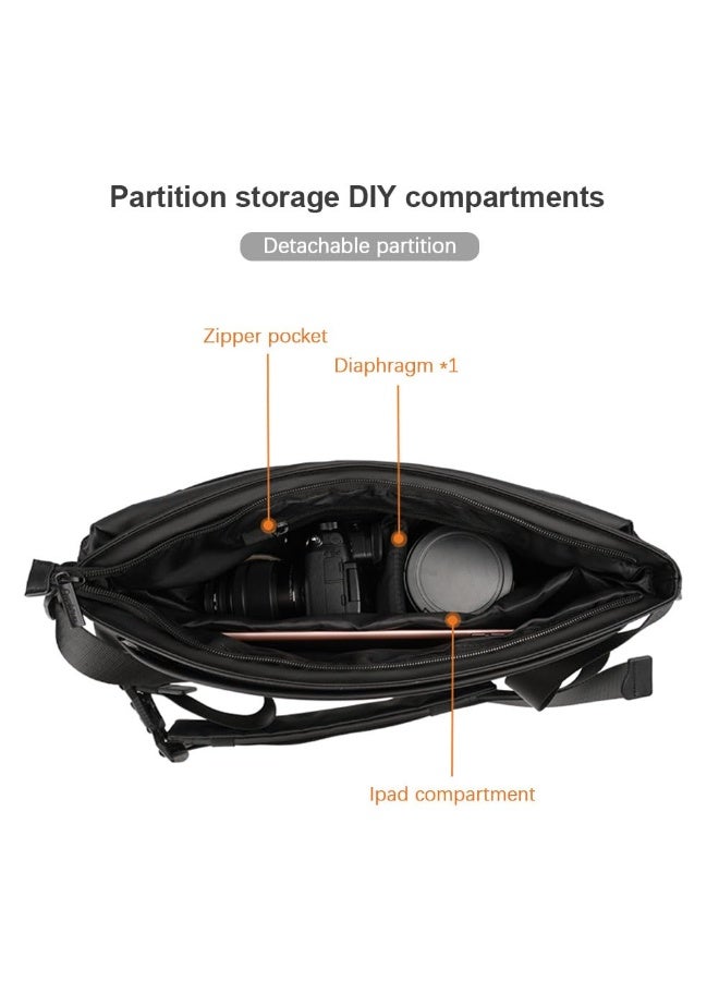 Cwatcun Casual Camera Bag Waterproof Camera Sling Bag 6L Large Capacity Photography Shoulder Bag with Detachable Divider Replacement for Sony Nikon Mirrorless Cameras - Image 5
