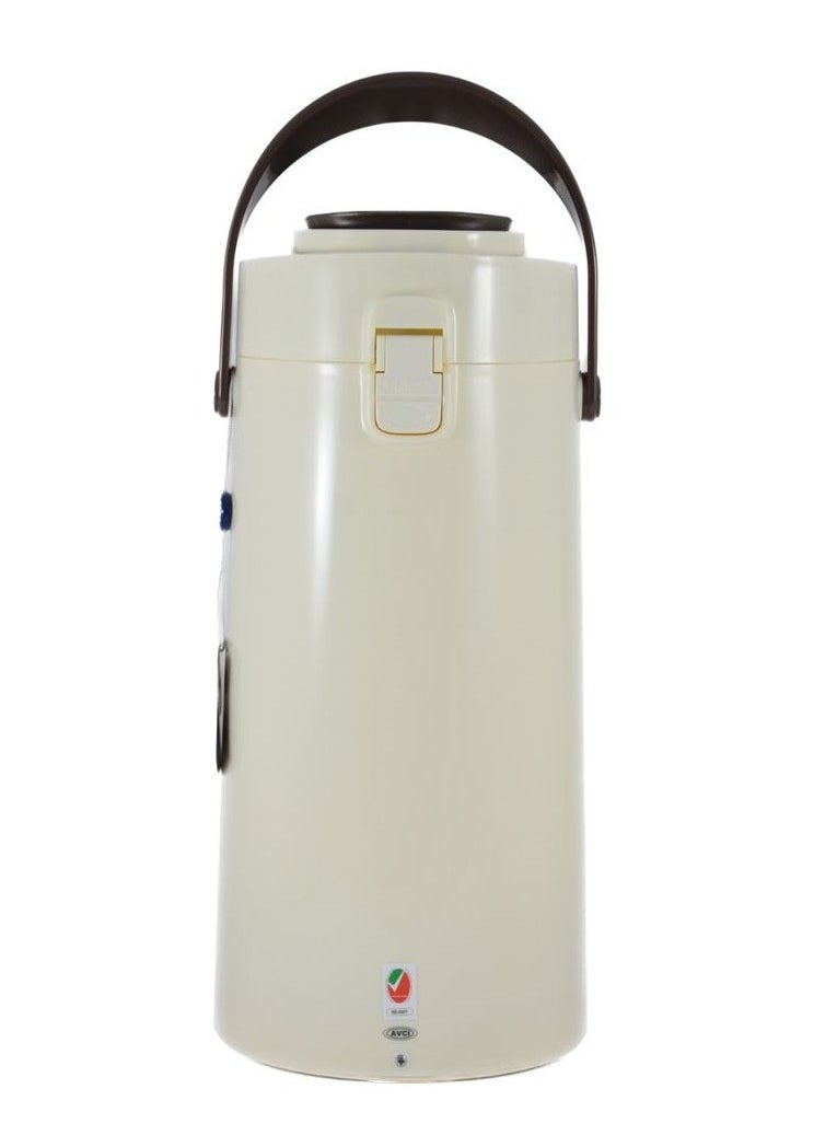 Homemaker Tea & Coffee Vacuum Flask With Pump, Insulated Double Wall Glass, 3 Litre Capacity, Beige  - Image 2