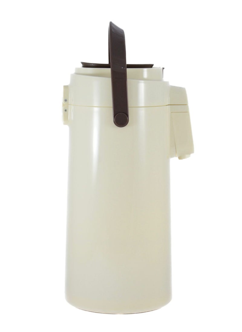 Homemaker Tea & Coffee Vacuum Flask With Pump, Insulated Double Wall Glass, 3 Litre Capacity, Beige  - Image 1