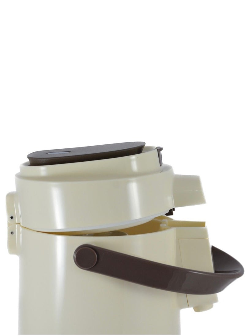 Homemaker Tea & Coffee Vacuum Flask With Pump, Insulated Double Wall Glass, 3 Litre Capacity, Beige  - Image 4