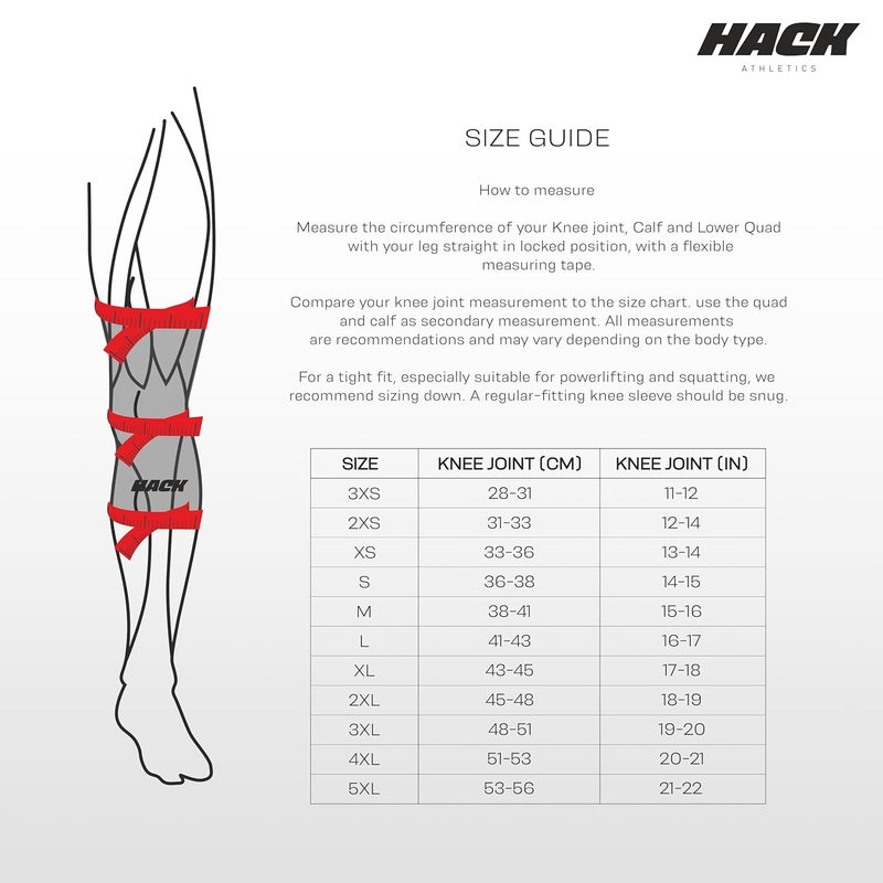 Hack Athletics Performance 7mm Knee Sleeves Compression Sleeves for Men & Women Knee Support & Pain relief, Multipurpose Gym Workouts Deadlifts Squats Powerlifting Knee Pad Knee Guard (XS) - Image 5