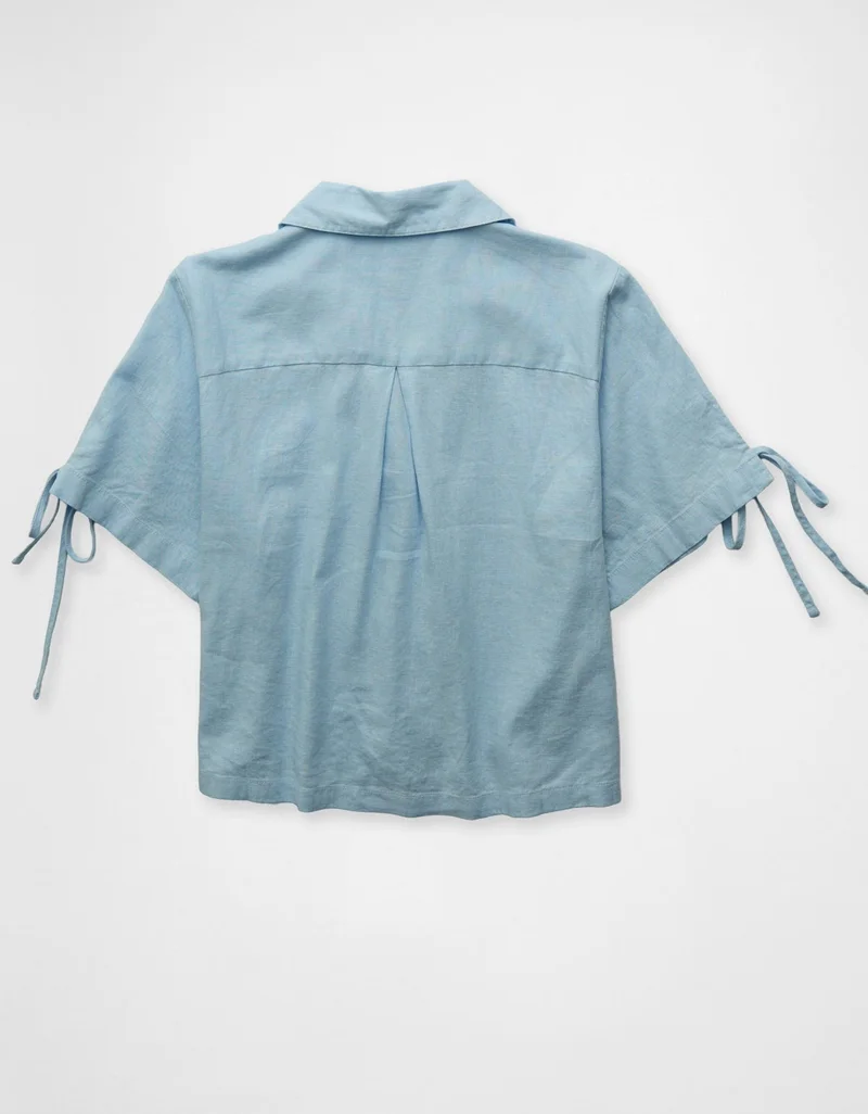 American Eagle  AE Linen-Blend Button-Up Shirt for Women | Best Price UAE