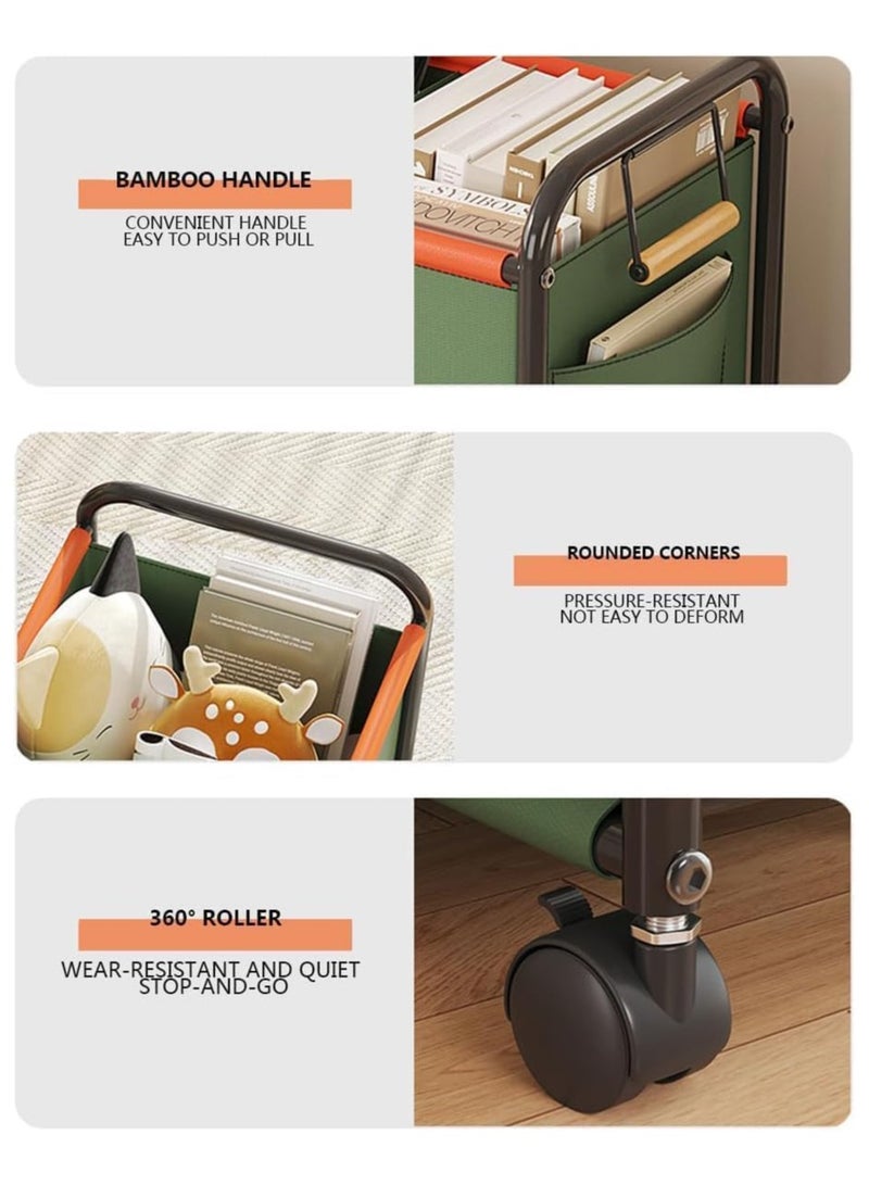 بلومنغ تايم صندوق تخزين ألعاب بعجلات، صندوق ألعاب للأطفال، حاوية تخزين قابلة للإزالة ومتينة وقابلة للحمل مع مقابض للحضانة وغرفة اللعب والملابس والبطانيات وغرفة النوم - Image 5