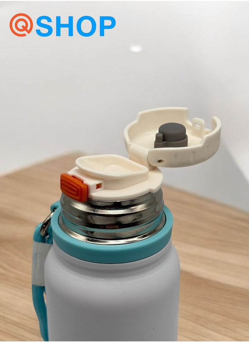 QSHOP - Leak-proof 650ml thermal bottle keeps drinks at the perfect temperature throughout the day and is the perfect companion for hot and cold drinks. - Image 1