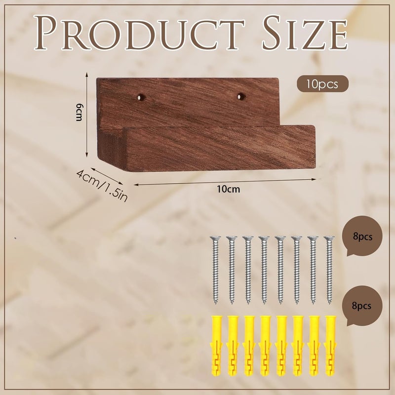 KASTWAVE Vinyl Record Holder Wall Mount, Durable Floating Wooden Album Display Shelves for LPs, CDs, and Books, Vintage Home Decor for Music Lovers, Walnut Finish, 10 * 6 cm, 4 Pcs - Image 3