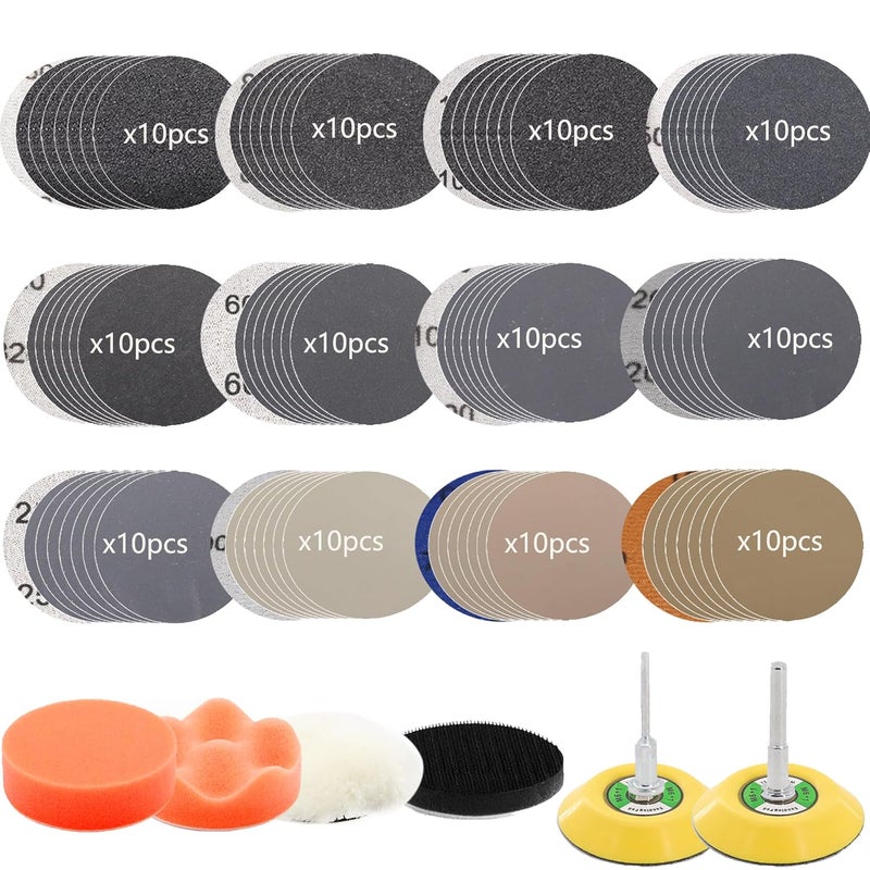 CKFCXC 3 Inch Sanding Discs Drill Sanding Attachment Headlight Restoration Kit 60-10000 Sand Paper Assortment Pack Car Sanding Kit Buffing Pads with Rotary Tools for Car Wood Metal Glass - Image 1