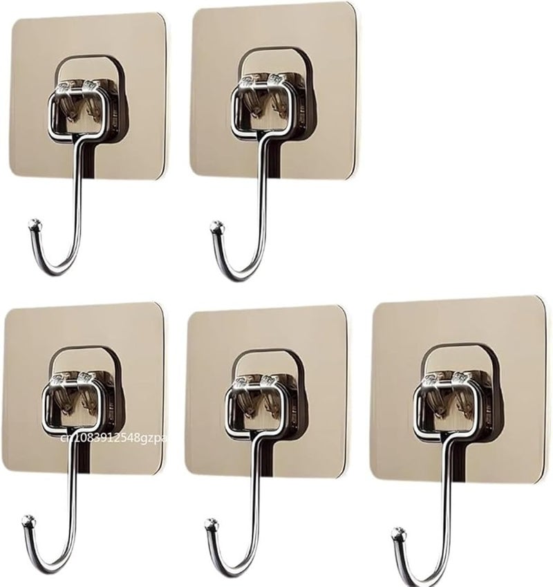 خطافات ذهبية ذاتية اللاصق 60 قطعة، خطافات حائط قوية بدون تثبيت بالمسامير لتخزين المطبخ والحمام - Image 1