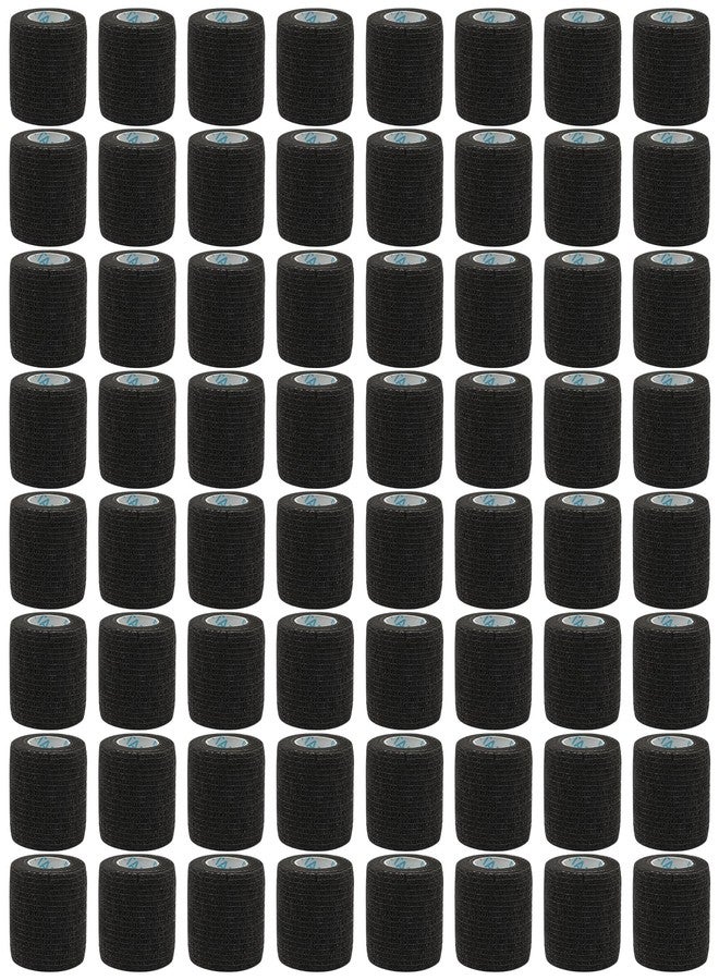 OK TAPE OKTAPE 64 Pack Self Adhesive Cohesive Bandage Wrap Bulk, 2" x 5 Yards Elastic Breathable Self Adherent Athletic Tape for Sports, Wrist, Ankle, First Aid, Black - Image 1