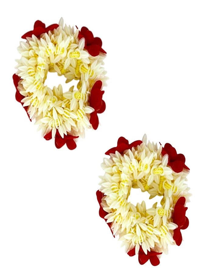 JWELLA Artificial White Flower Gajra Hair Accessories for Women & Girls | Reusable Floral Juda Veni Gajra for Bun Hairstyle | Traditional Festive Gajra (Pack of 2) - Image 1