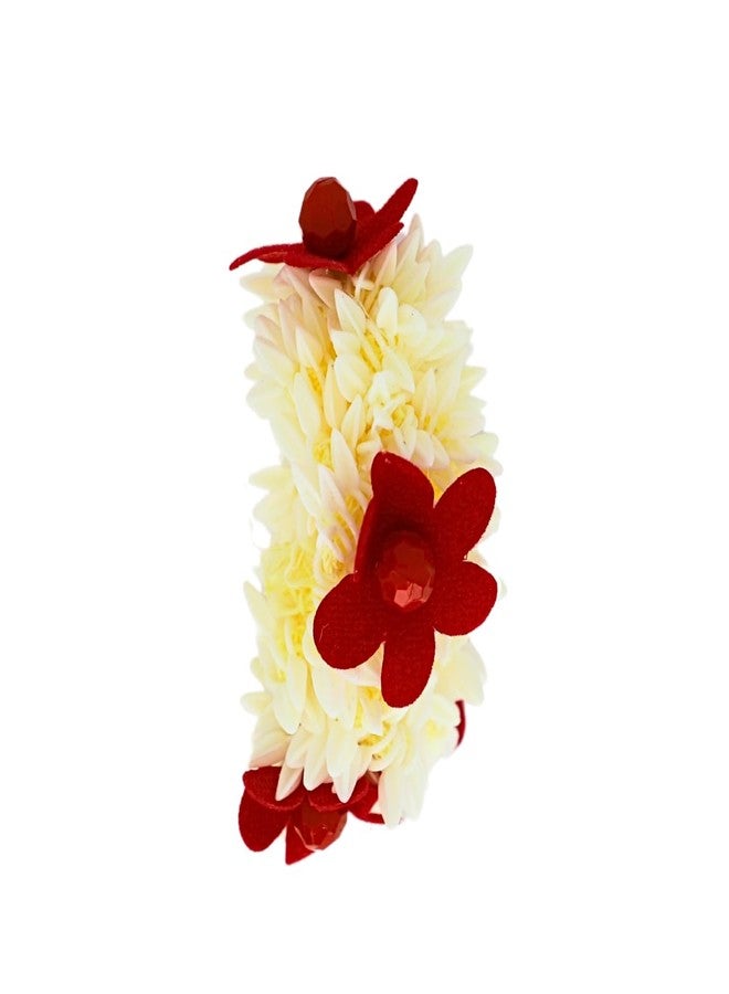 JWELLA Artificial White Flower Gajra Hair Accessories for Women & Girls | Reusable Floral Juda Veni Gajra for Bun Hairstyle | Traditional Festive Gajra (Pack of 2) - Image 4