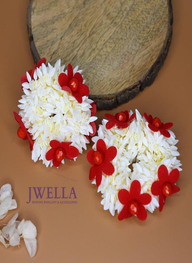 JWELLA Artificial White Flower Gajra Hair Accessories for Women & Girls | Reusable Floral Juda Veni Gajra for Bun Hairstyle | Traditional Festive Gajra (Pack of 2) - Image 2