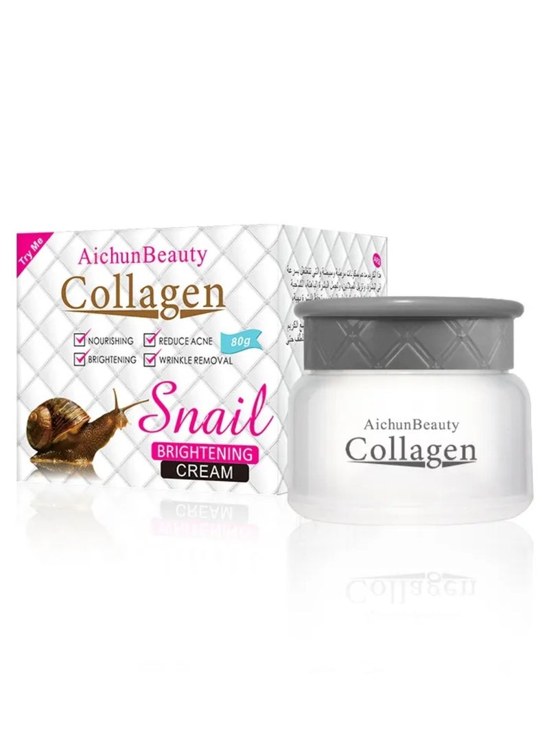 Aichun beauty 80g Collagen Snail Whitening Cream For Fair Skin Whitening Beauty Face Cream Glowing Skin Care Hydrating Nourishing Collagen Snail Repair Facial Cream Skin Moisturizing Anti aging Whitening Cream 80g - Image 1