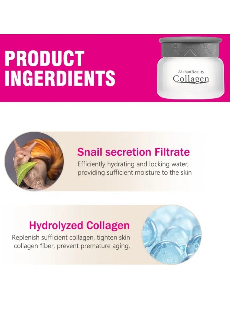 Aichun beauty 80g Collagen Snail Whitening Cream For Fair Skin Whitening Beauty Face Cream Glowing Skin Care Hydrating Nourishing Collagen Snail Repair Facial Cream Skin Moisturizing Anti aging Whitening Cream 80g - Image 5